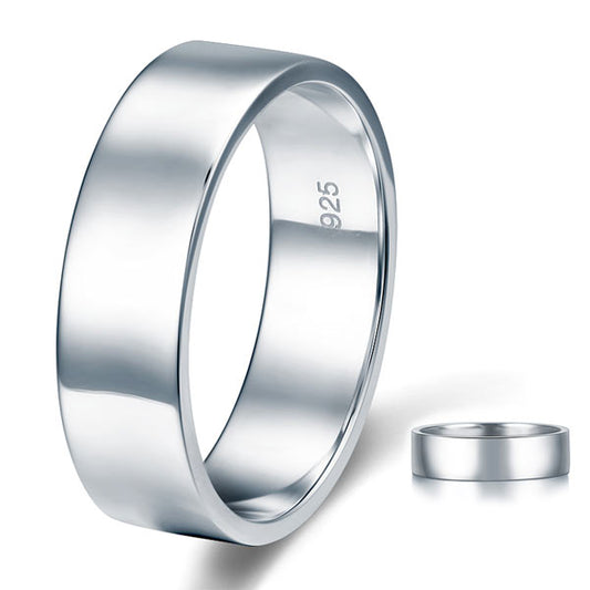 Men's Solid Sterling 925 Silver Wedding Band Ring