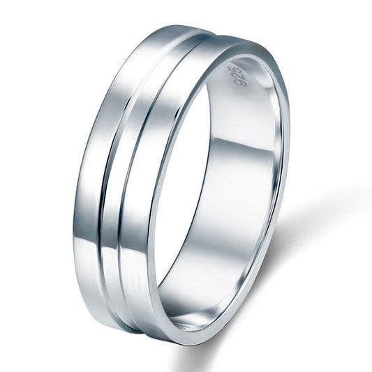 High Polished Plain Men's Solid Sterling 925 Silver Wedding Band Ring