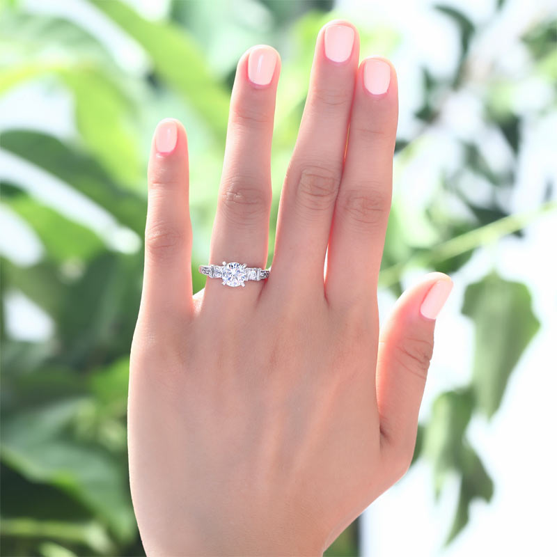 Vintage Style 1.25 Carat Created Diamond Solid 925 Sterling Silver Wedding Engagement Ring