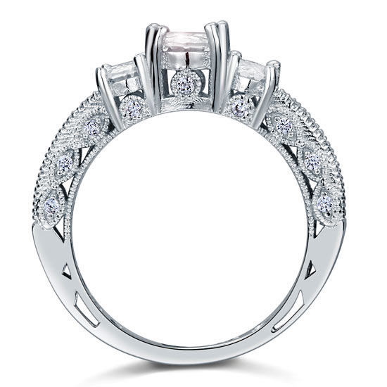 Vintage Style 2 Carat Created Diamond Solid 925 Sterling Silver Wedding Engagement Ring