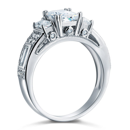 Created Diamond 925 Sterling Silver Ring Vintage Style