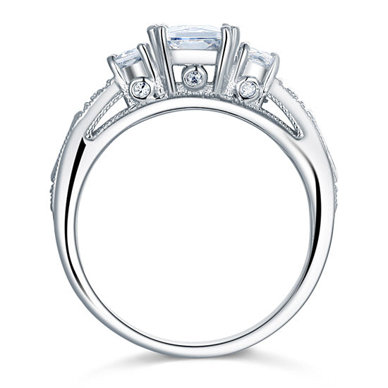 Created Diamond 925 Sterling Silver Ring Vintage Style