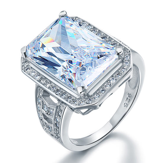 Princess Cut Created Diamond 925 Sterling Silver Ring
