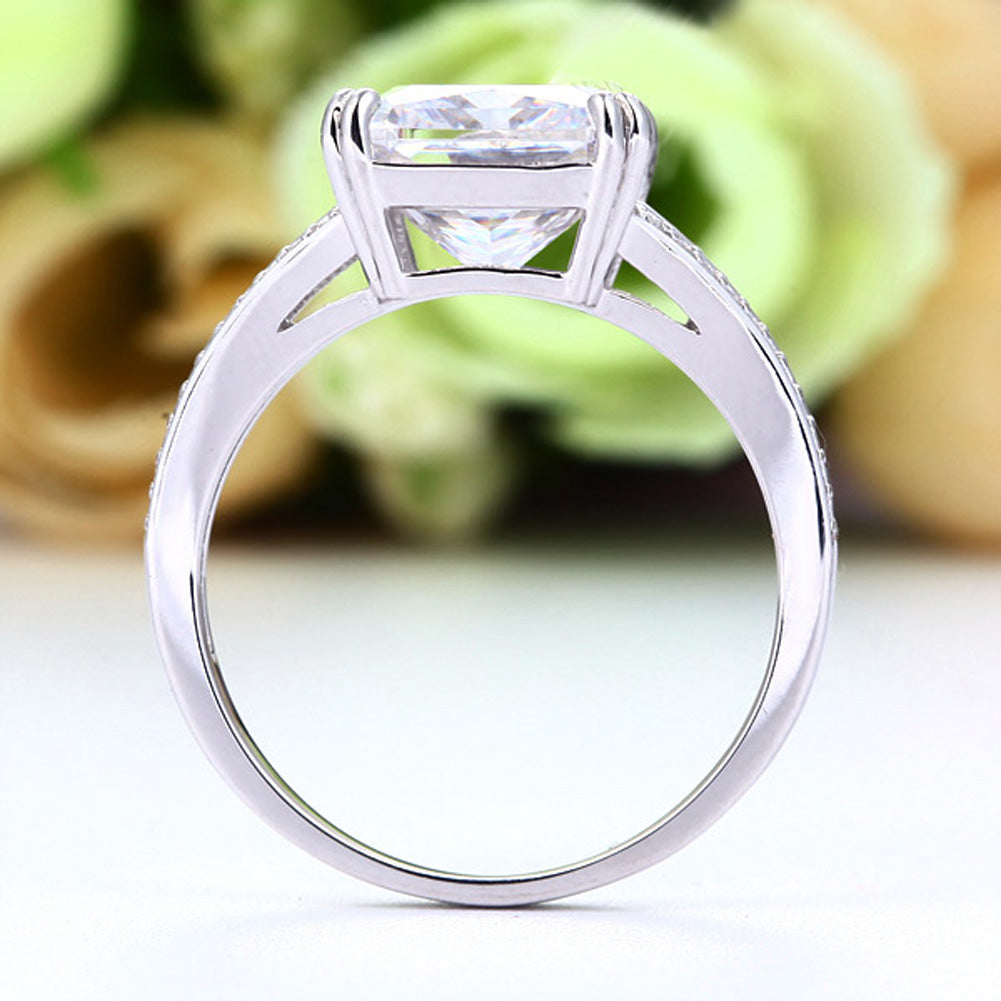 Solid 925 Sterling Silver Luxury Ring Anniversary 6 Carat Created Ring