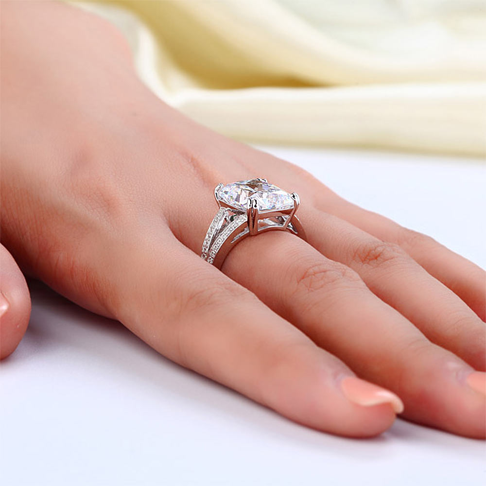 Solid 925 Sterling Silver Luxury Ring Anniversary 6 Carat Created Ring