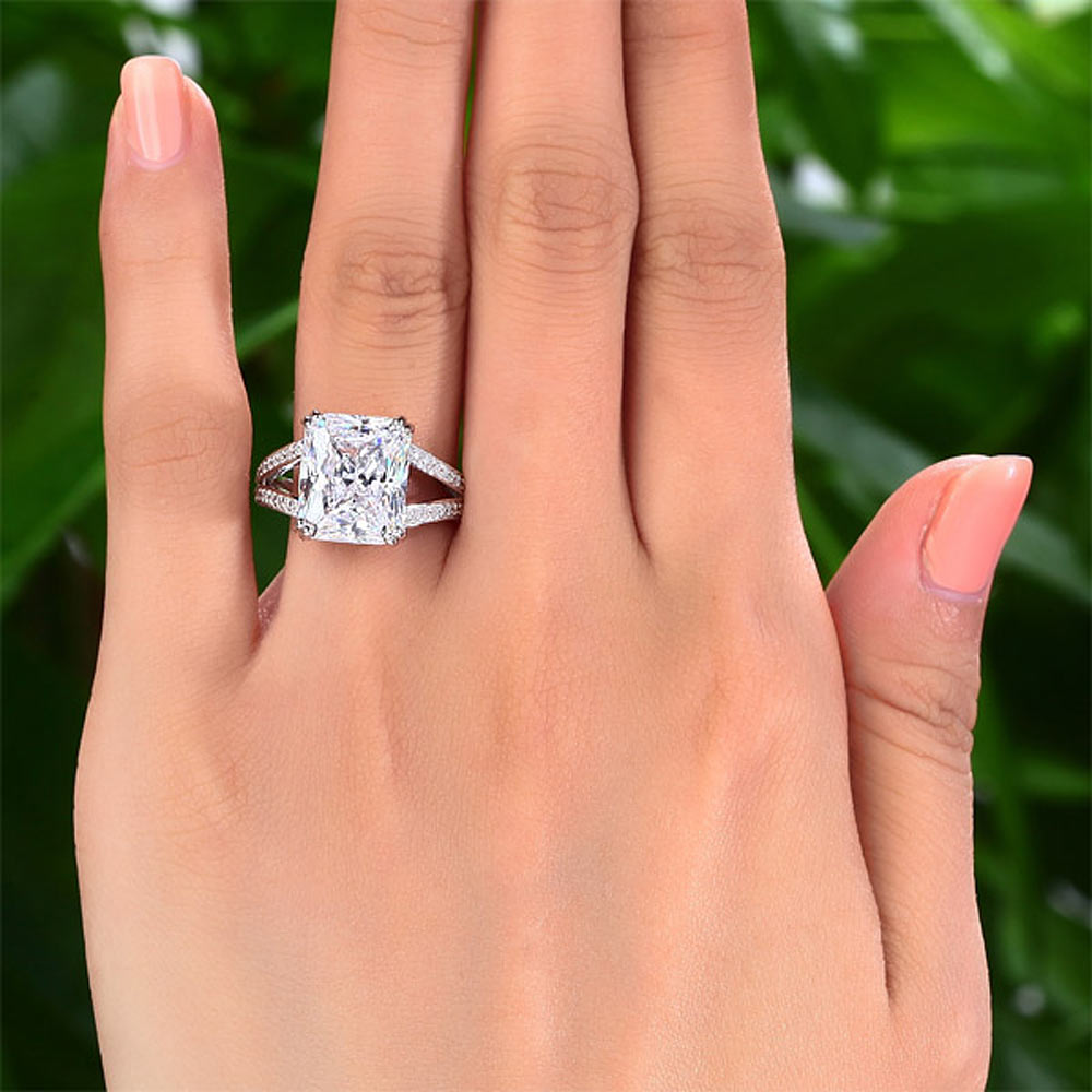 Solid 925 Sterling Silver Luxury Ring Anniversary 6 Carat Created Ring