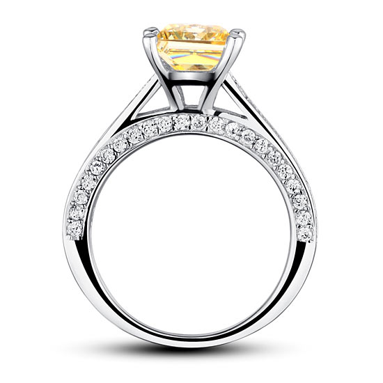 1.5 Carat Princess Cut Yellow Canary Created Diamond 925 Sterling Silver Wedding Engagement Ring