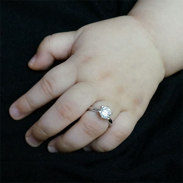 Newborn Baby 925 Sterling Silver Ring Created Diamond