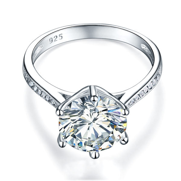 925 Sterling Silver Wedding Engagement Ring 3 Carat Created Diamond