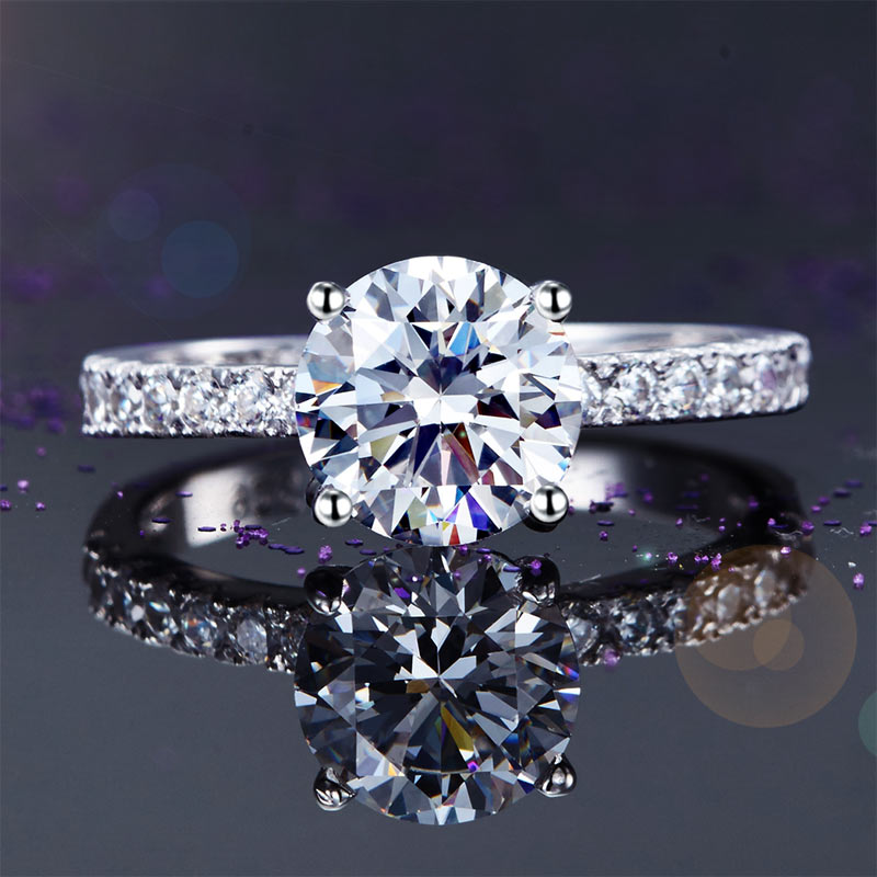 925 Sterling Silver Bridal Engagement Ring 2 Carat Created Diamond