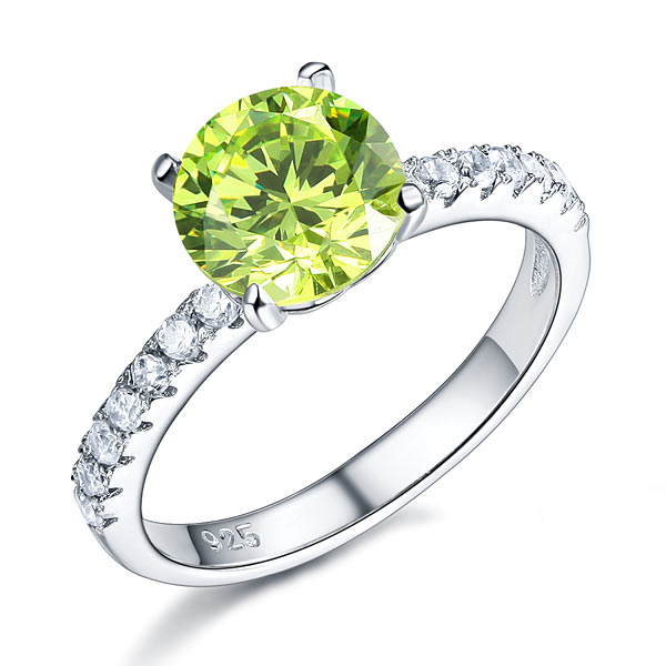 925 Sterling Silver Bridal Wedding Promise Engagement Ring 2 Carat Green Sapphire