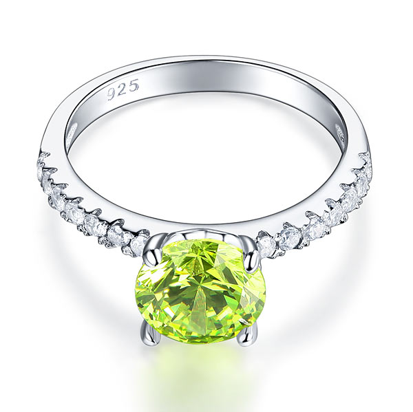 925 Sterling Silver Bridal Wedding Promise Engagement Ring 2 Carat Green Sapphire