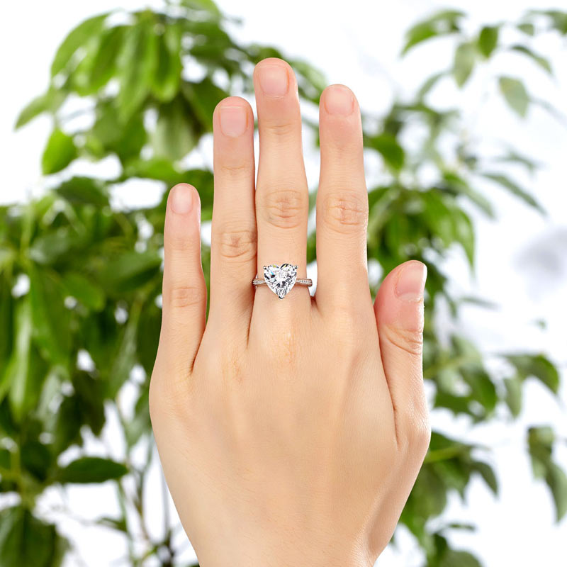 925 Sterling Silver Bridal Engagement Ring 3.5 Carat Heart Created Diamond