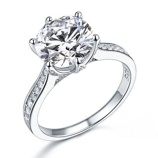 925 Sterling Silver Luxury Wedding Engagement Ring 3 Carat Created Diamond Jewelry