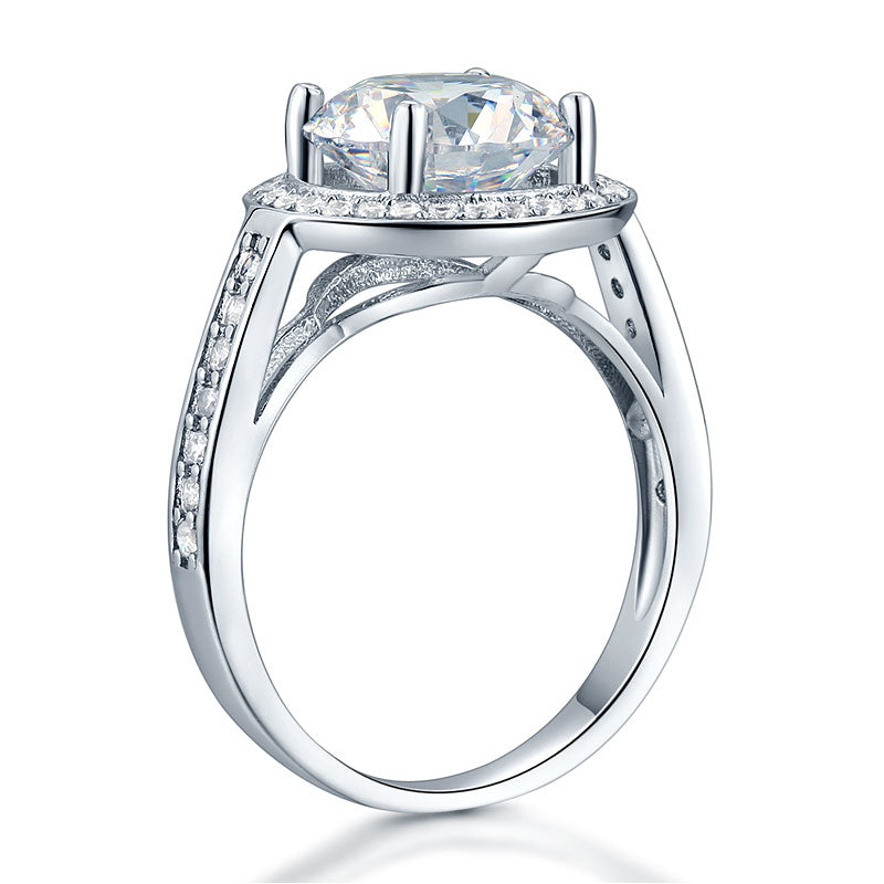 Luxury 925 Sterling Silver Wedding Anniversary Engagement Ring Halo 3.5 Ct Created Diamond