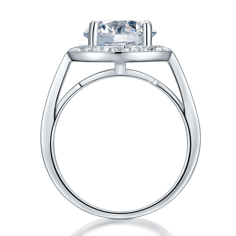 Luxury 925 Sterling Silver Wedding Anniversary Engagement Ring Halo 3.5 Ct Created Diamond