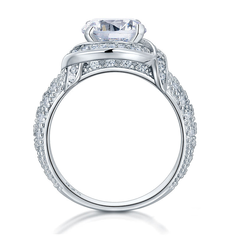 Vintage Style Art Deco 925 Sterling Silver Ring Promise Engagement