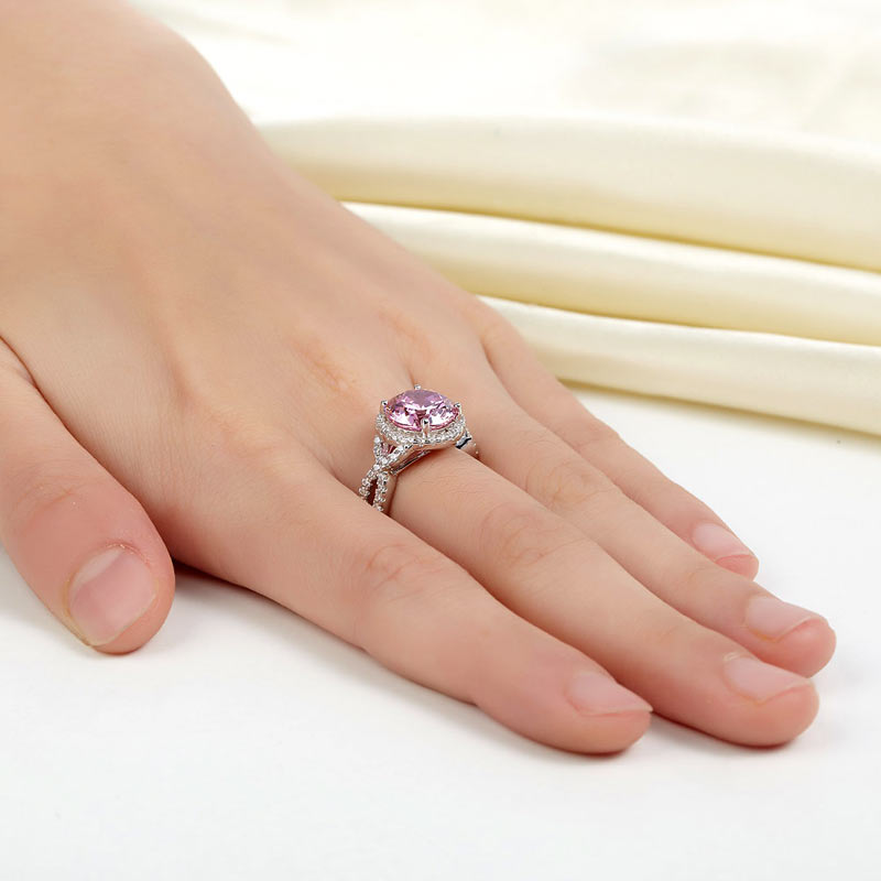 3 Carat Fancy Pink Created Diamond 925 Sterling Silver Wedding Engagement Luxury Ring Promise Anniversary