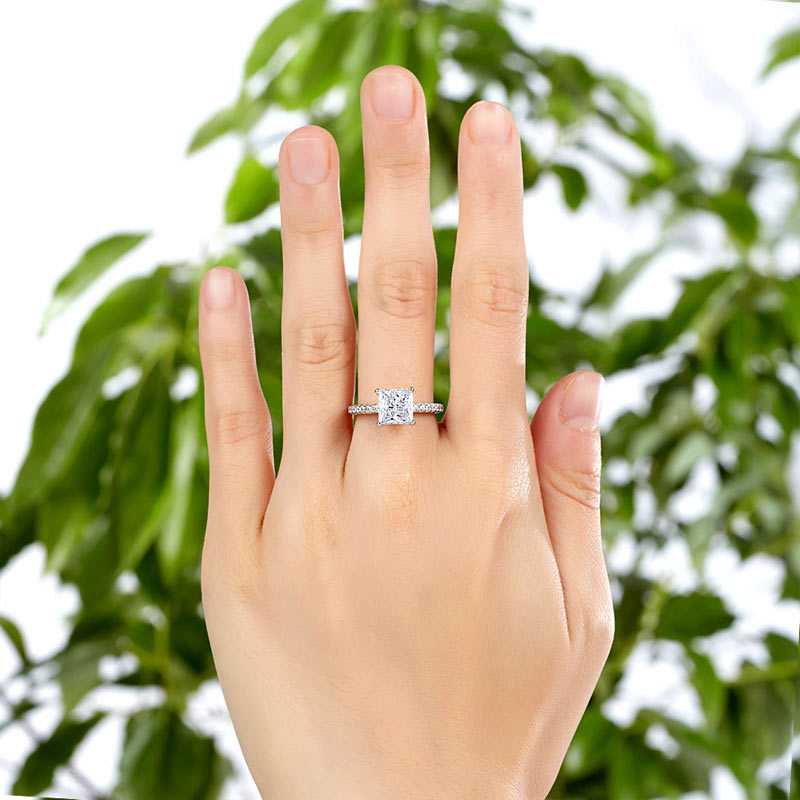1.5 Ct Princess Cut Created Diamond 925 Sterling Silver Wedding Ring Engagement Promise Anniversary