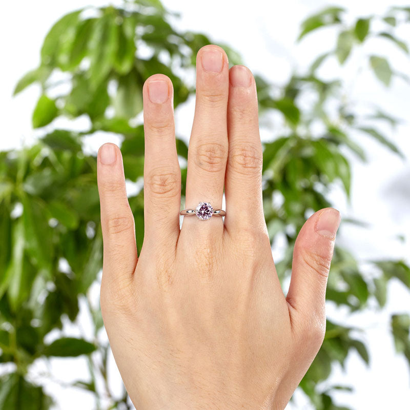 6 Claws Crown 925 Sterling Silver Wedding Promise Anniversary Ring 1.25 Ct Fancy Pink Created Diamond Ring