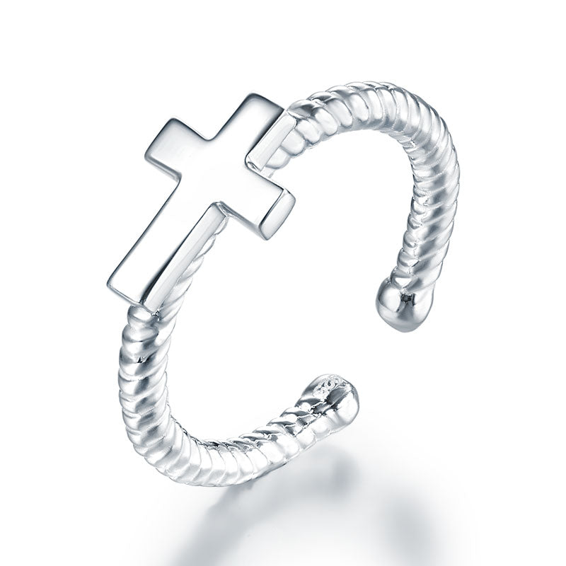 Kids Girls Cross Ring Solid 925 Sterling Silver Children Ring