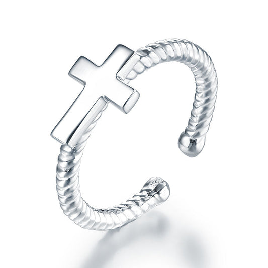 Kids Girls Cross Ring Solid 925 Sterling Silver Children Ring