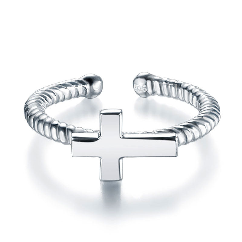 Kids Girls Cross Ring Solid 925 Sterling Silver Children Ring