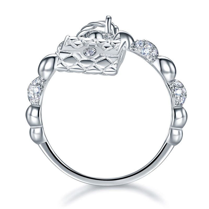 Solid 925 Sterling Silver Band Ring Dangle Purse New Style