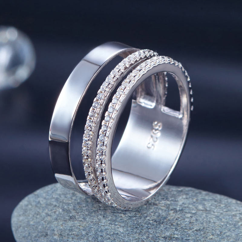 New Style Design Solid 925 Sterling Silver Wedding Band Ring