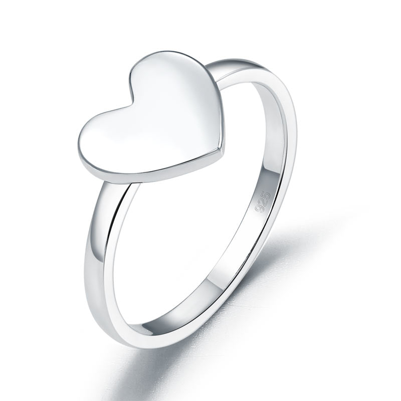 Plain Solid 925 Sterling Silver Ring Heart