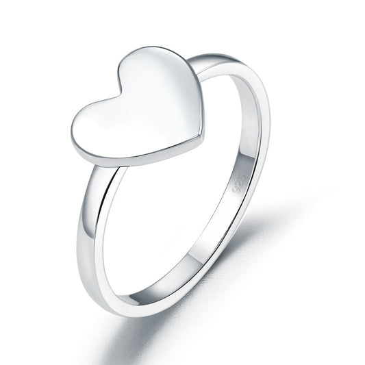 Plain Solid 925 Sterling Silver Ring Heart