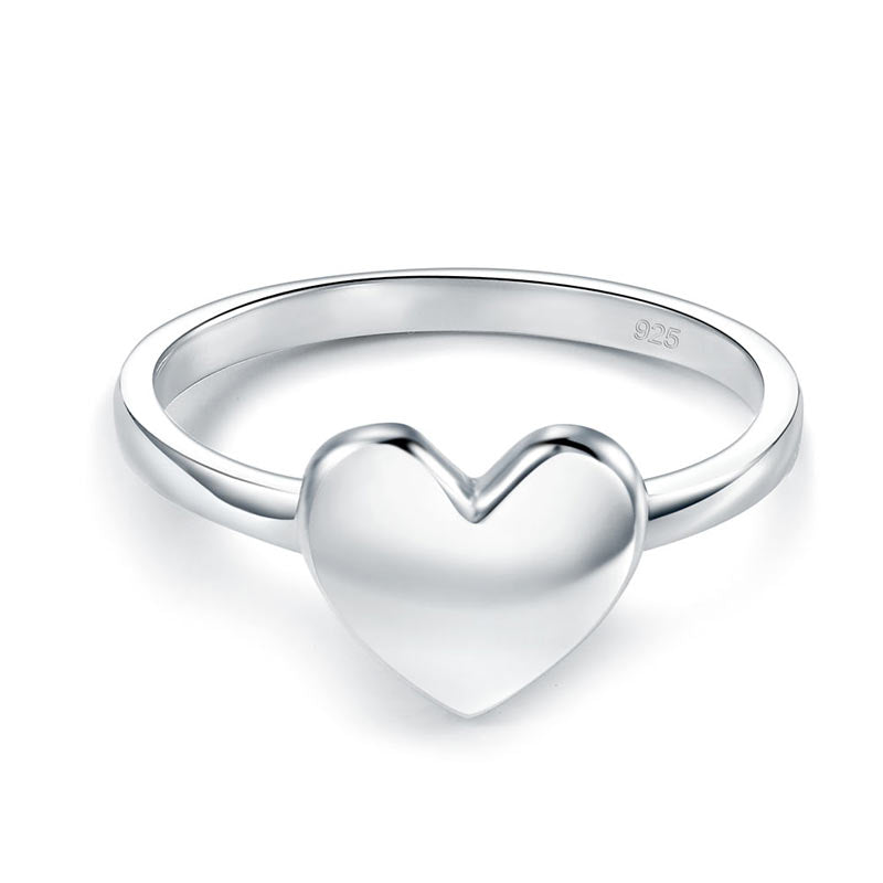 Plain Solid 925 Sterling Silver Ring Heart