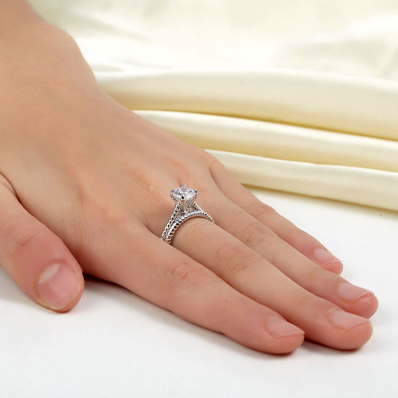 Promise Engagement 2-PC Solid Sterling 925 Silver Twist Solitaire Ring Set