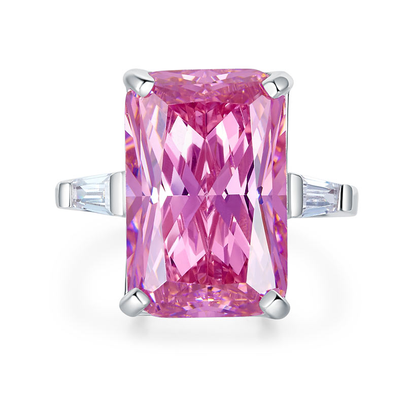 8.5 Carat Pink Created Diamante Stone Solid 925 Sterling Silver Ring