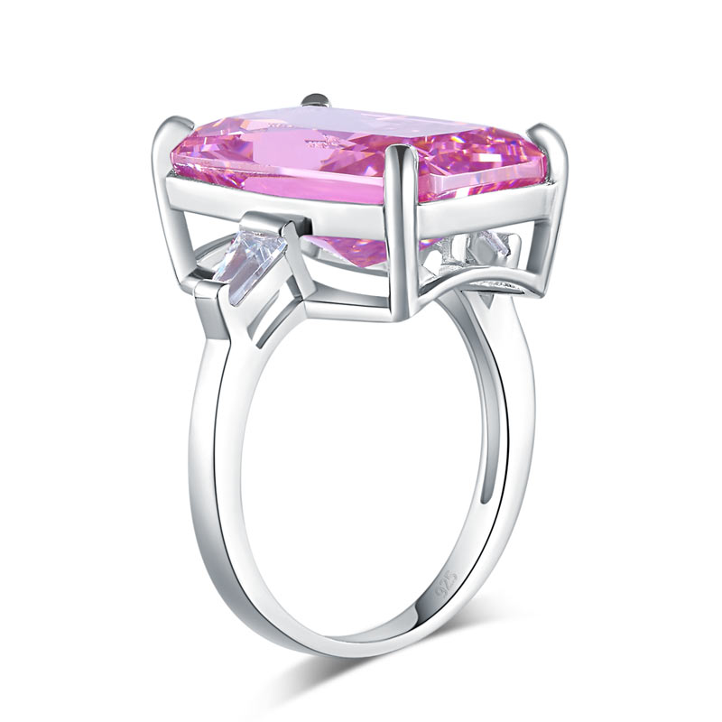 8.5 Carat Pink Created Diamante Stone Solid 925 Sterling Silver Ring