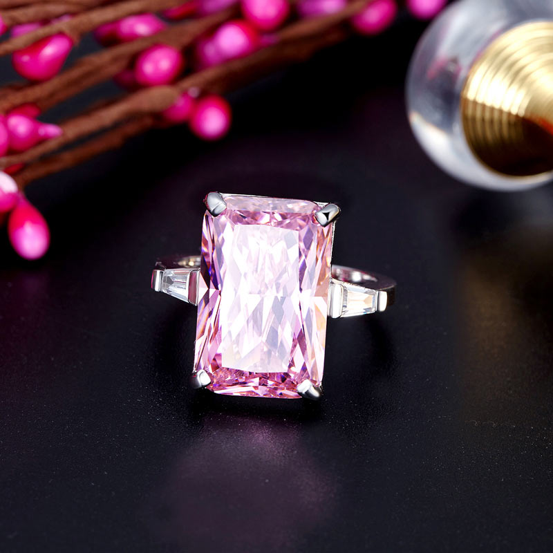 8.5 Carat Pink Created Diamante Stone Solid 925 Sterling Silver Ring