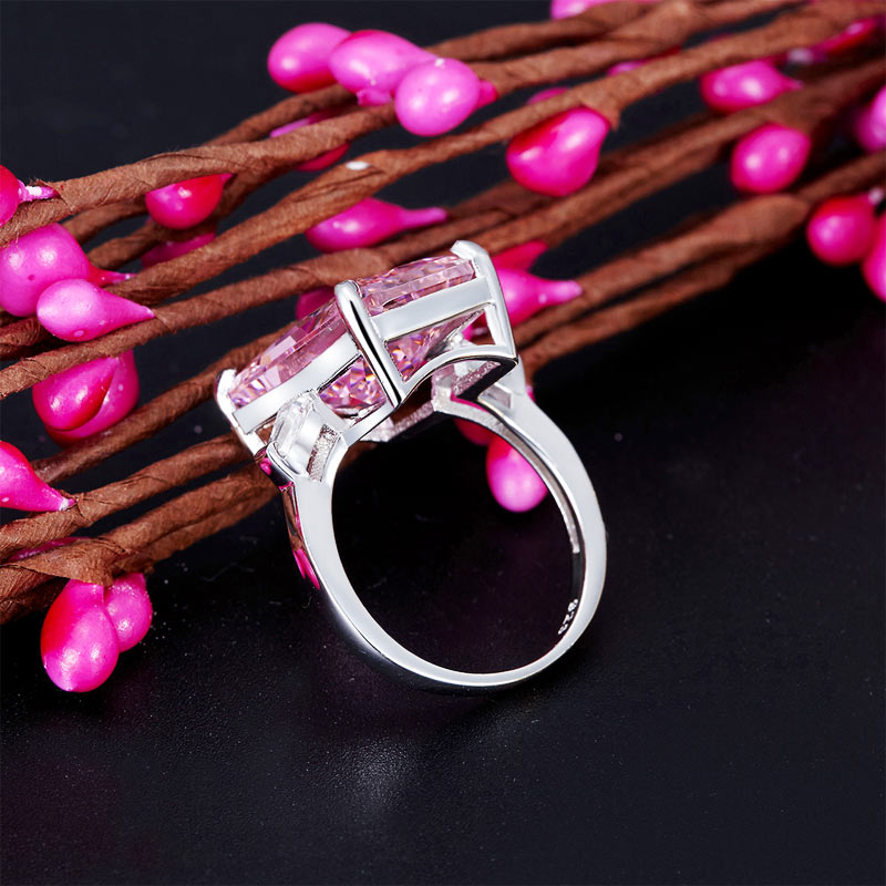 8.5 Carat Pink Created Diamante Stone Solid 925 Sterling Silver Ring