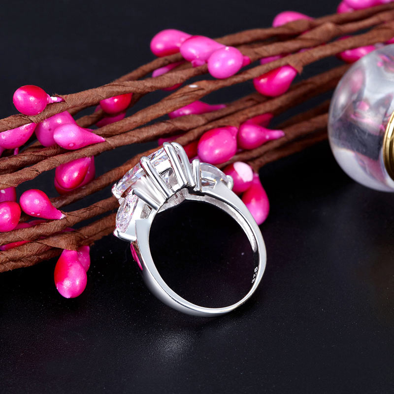 Pear Cut 4 Carat Solid 925 Sterling Silver Ring Three-Stone ring