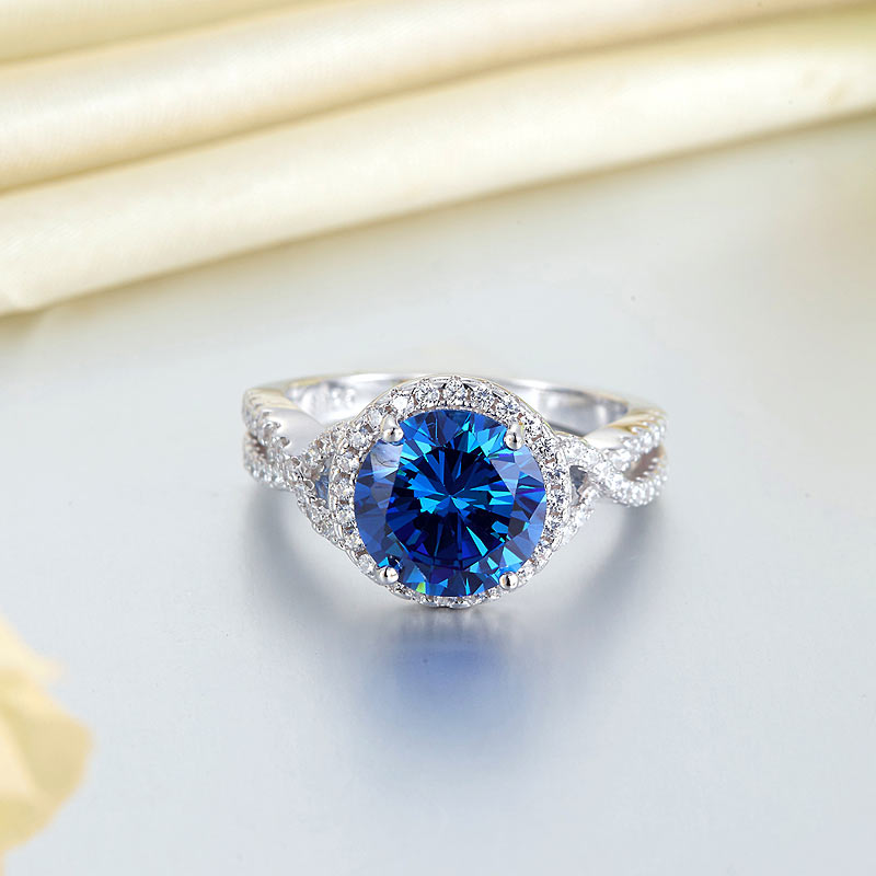 3 Carat Navy Blue Stone 925 Sterling Silver Wedding Engagement Luxury Ring