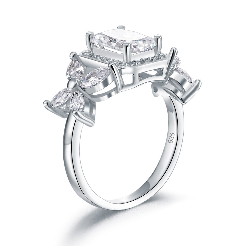 Pageant Luxury Ring Solid 925 Sterling Silver Butterfly Wedding Ring