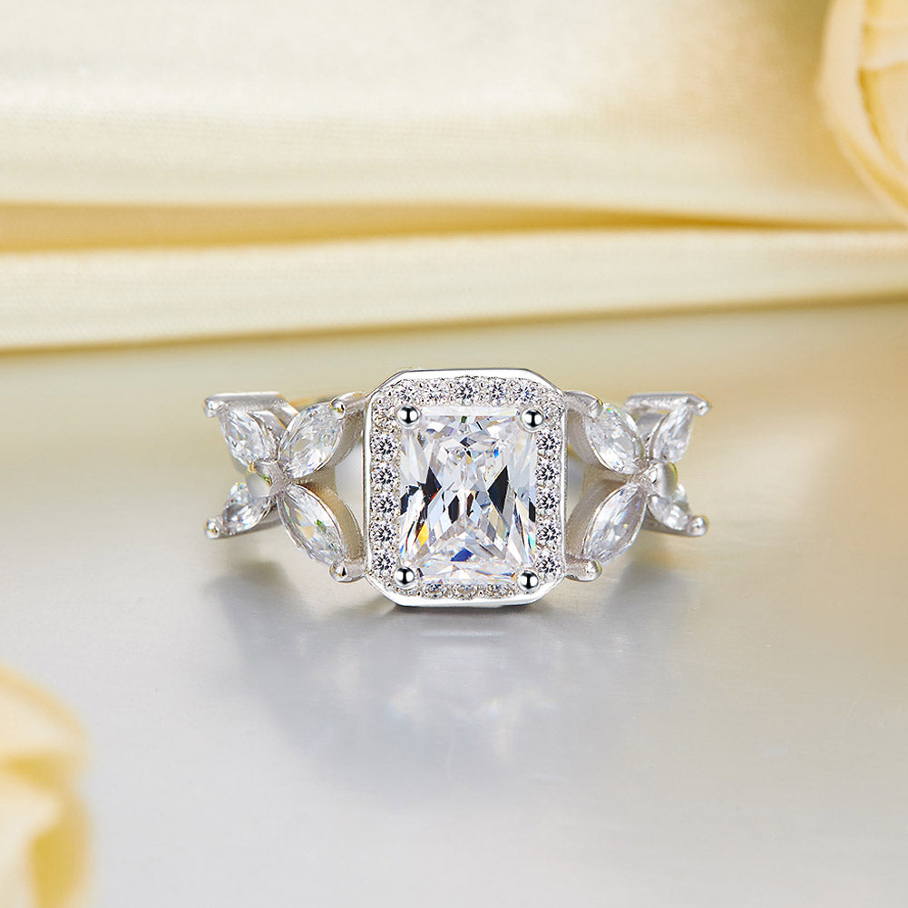 Pageant Luxury Ring Solid 925 Sterling Silver Butterfly Wedding Ring