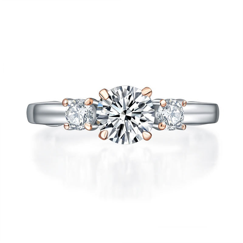 Solid 925 Sterling Silver Wedding Vintage Style Ring 1 Ct Two Tone