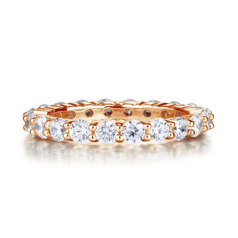 Solid 925 Sterling Silver Wedding Band Eternity Stacking Ring Rose Gold Ring