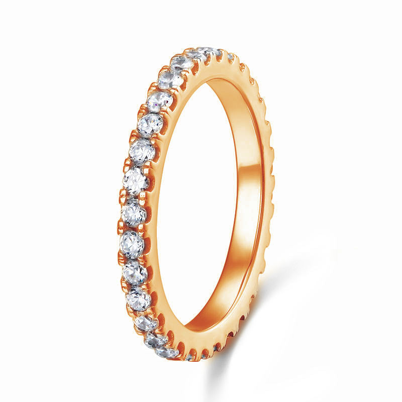 Eternity Ring Created Diamond Solid Sterling 925 Silver Rose Gold Plated Wedding Ring