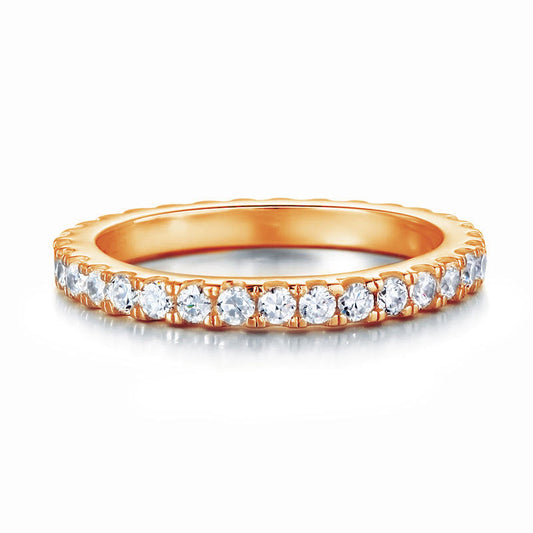 Eternity Ring Created Diamond Solid Sterling 925 Silver Rose Gold Plated Wedding Ring