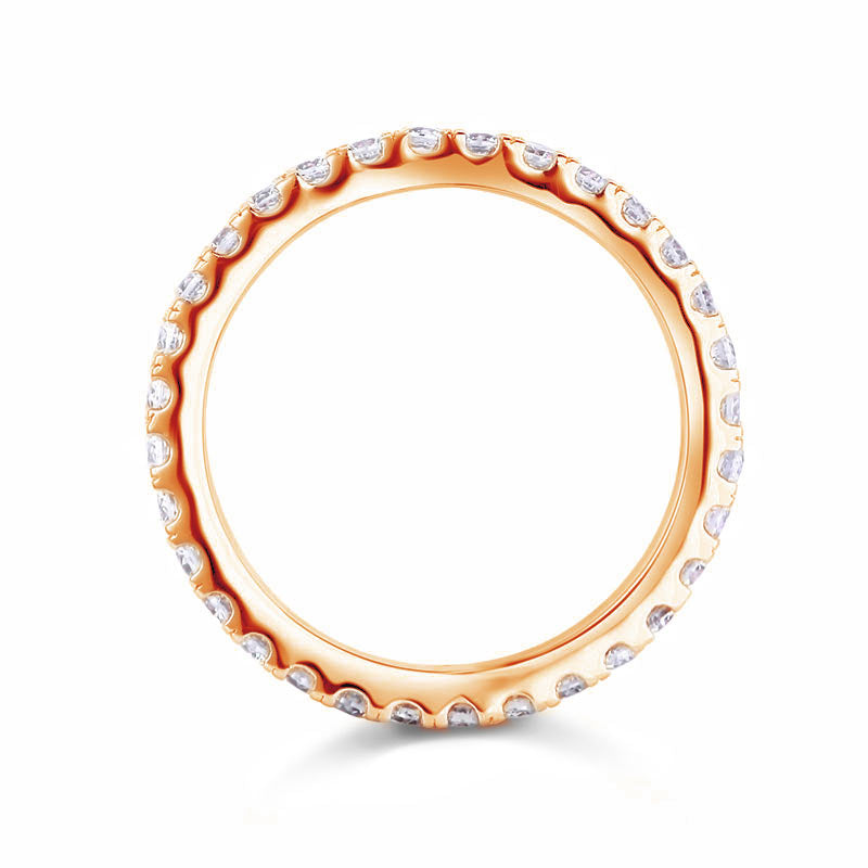 Eternity Ring Created Diamond Solid Sterling 925 Silver Rose Gold Plated Wedding Ring