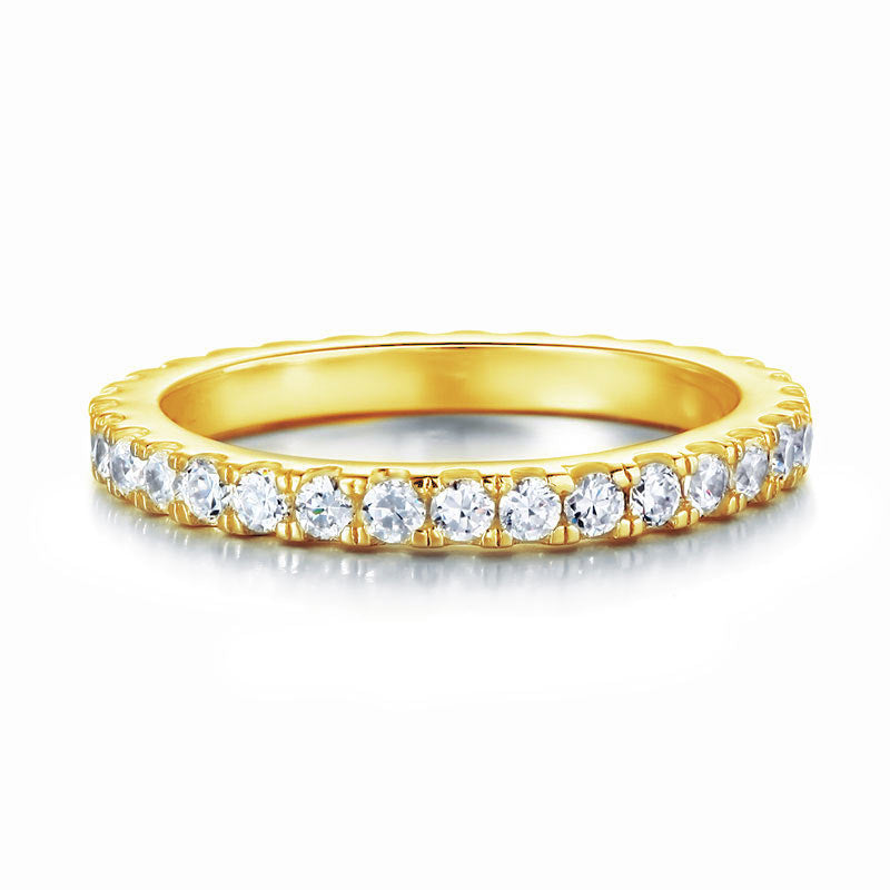 Eternity Ring Created Diamond Solid Sterling 925 Silver Yellow Gold Plated Ring