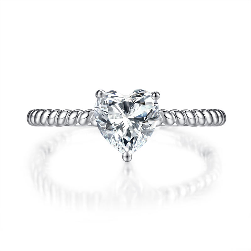 Heart 1 Carat Moissanite Diamond Ring Engagement 925 Sterling Silver