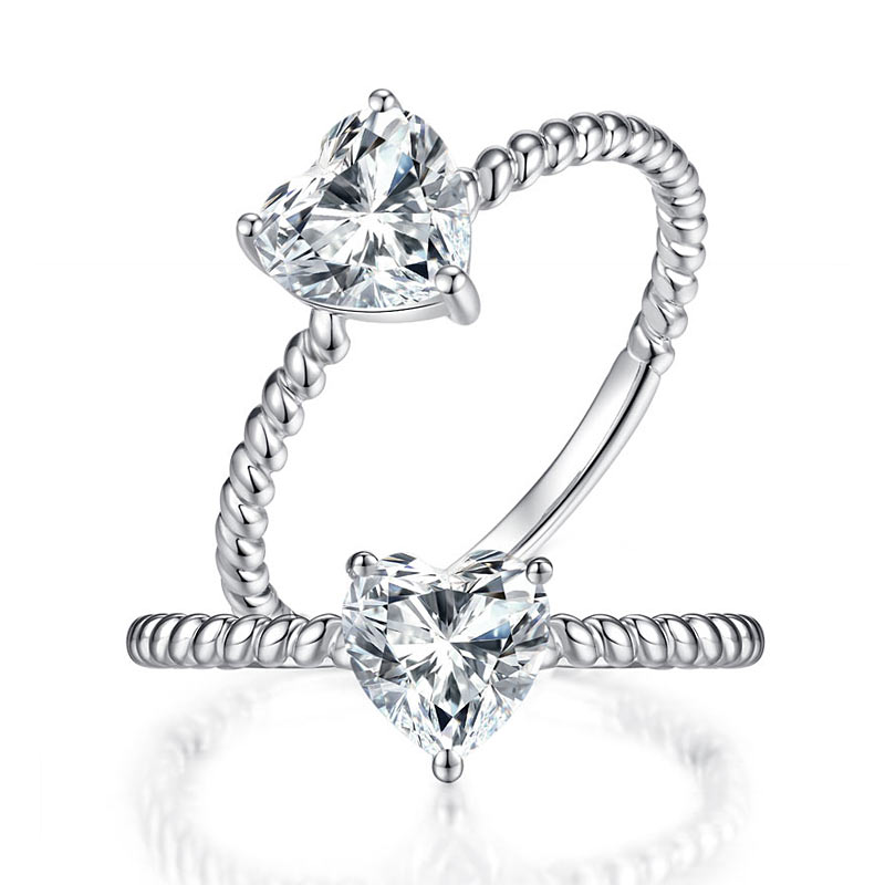 Heart 1 Carat Moissanite Diamond Ring Engagement 925 Sterling Silver