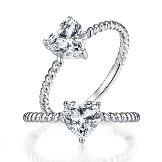 Heart 1 Carat Moissanite Diamond Ring Engagement 925 Sterling Silver